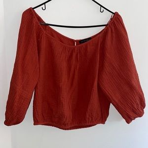 Deep coral/orange off the shoulder top size L